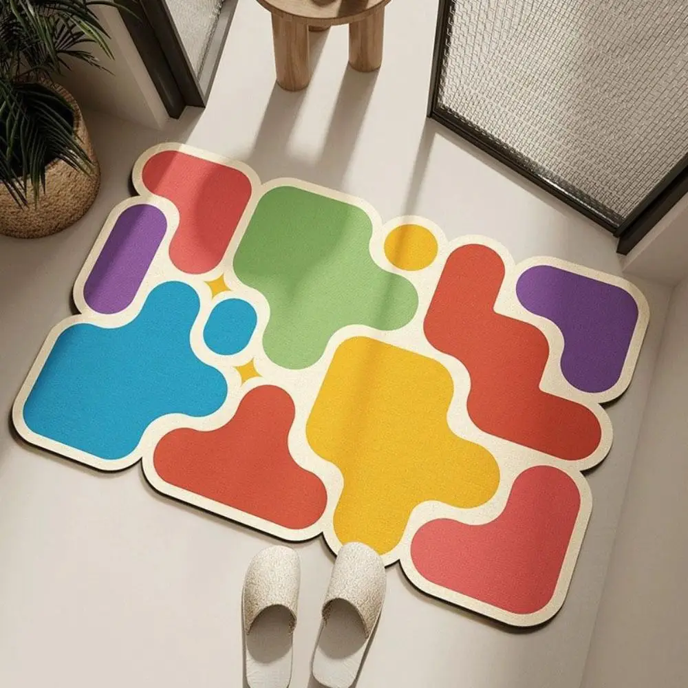 

Non-slip Diatom Mud Floor Mat Absorbent Puzzle Geometric Patterns Bathroom Mats Dirt-resistant Wear-resistant Bathroom Rug Home