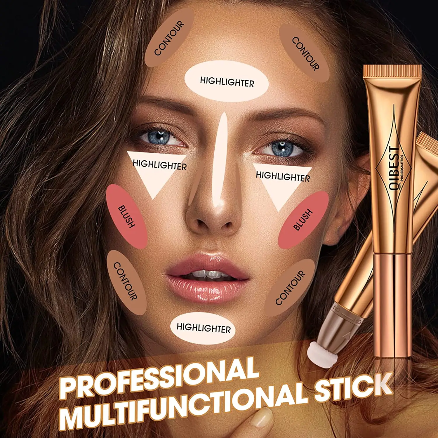 Qibest Pink Pfirsich Flüssigkeit erröten Samt matt Rouge Gesicht Pigment Stick dauerhafte natürliche Creme Wange Tönung erröten Make-up Maquill ajea