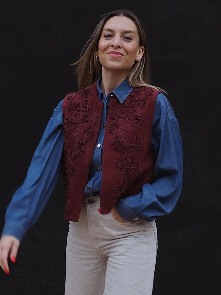 HH Sommer-Strickjacke für Damen, einfarbig, bestickt, Strickjacke, 2023, modisch, weiblich, Wildlederimitat, Rundhalsausschnitt, High Street, Oberbekleidung