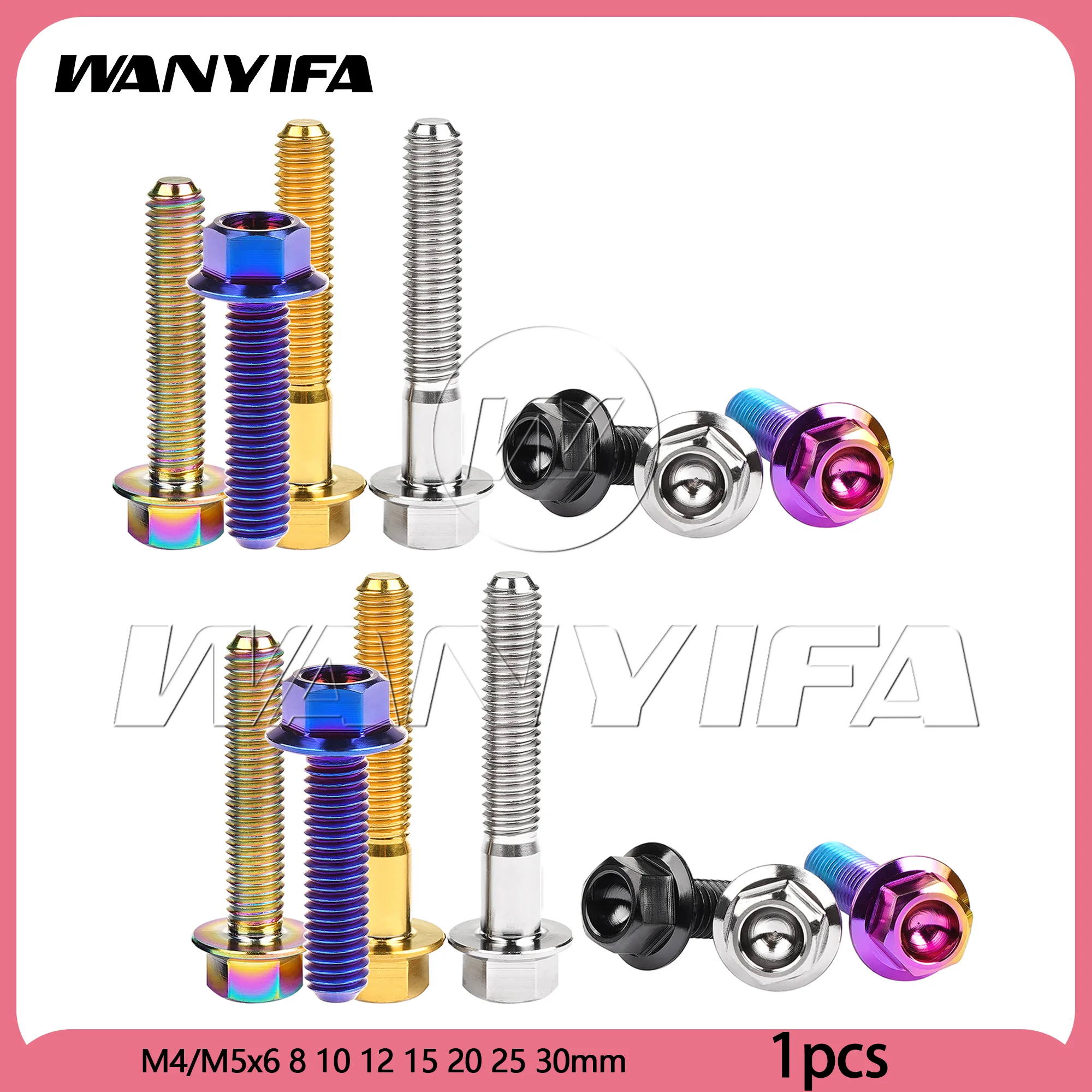 Wanyifa Titanium Bolt  M4/M5x6 8 10 12 15 20 25 30mm Small Flange Hex Head Screw for  Motorcycle Car  Gr5 Fateners