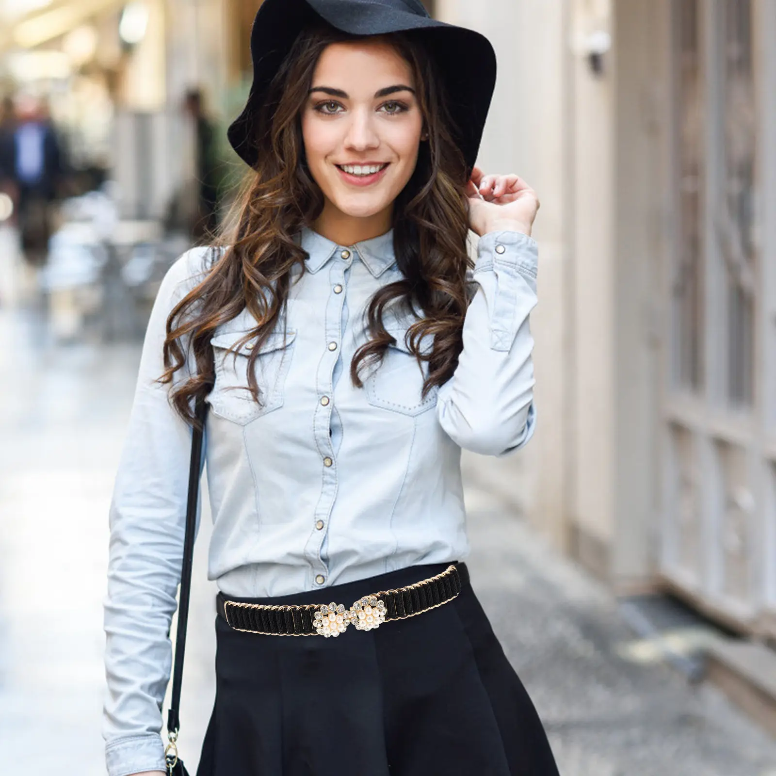 

1 шт. Женский эластичный пояс с жемчужной пряжкой, регулируемый, элегантный, для свадебных и вечерних платьев, шикарный пояс-украшение с имитацией жемчуга