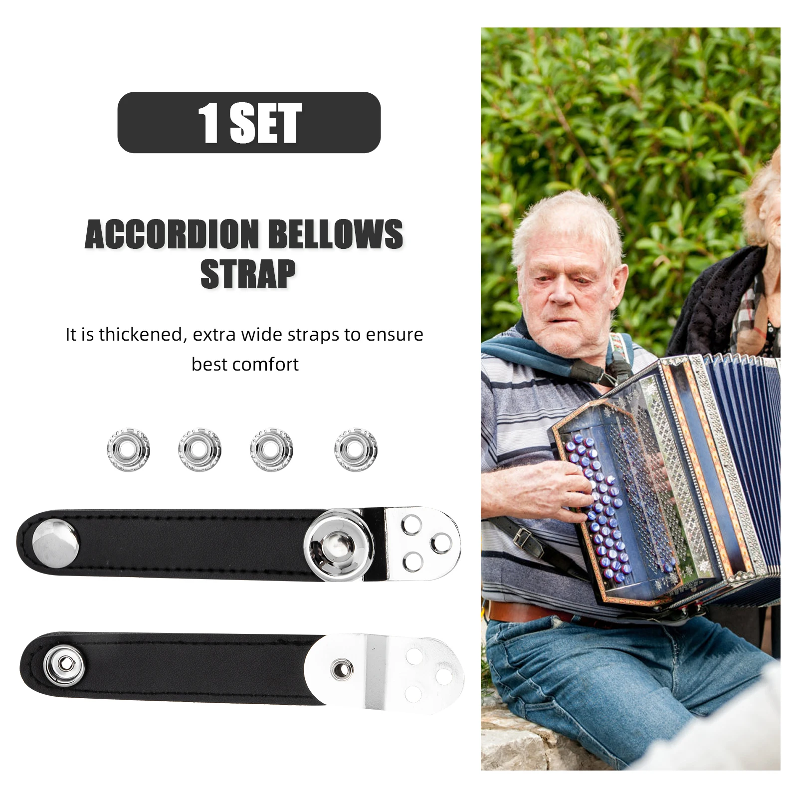 

1 Set Double Layer Below Straps Cowhide Universal Replacement Durable Lightweight Easy Install Gift Beginner Universal Accordion