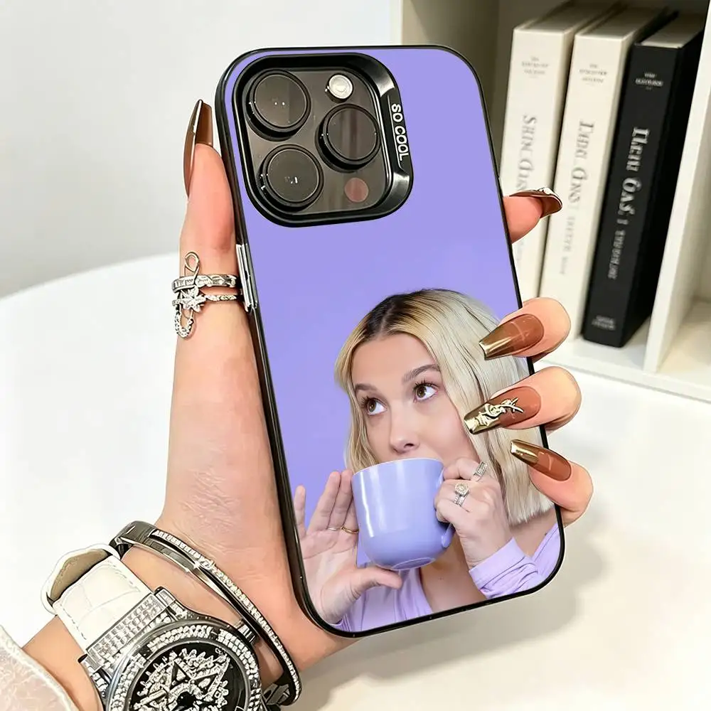 Actor M-Millie B-Bobby Brown Phone Case For iPhone 17,16,15,14,13,12,11 Plus Pro Max Colored Silver  Funda Bumbe