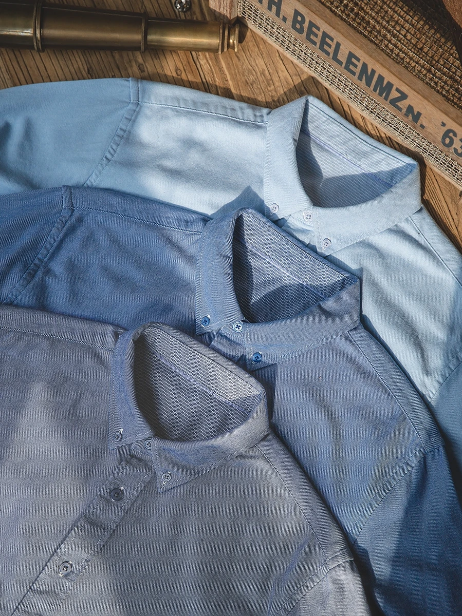 

Maden Pure Cotton Ox Weave Men's Long Sve irt Casual Vintage Waed Fabric Busin Casual All-Match Spring Autumn