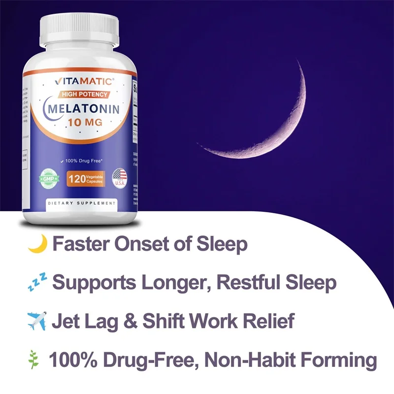 Melatonin 10 Mg - Healthy Circadian Rhythm, Supports Fall Asleep Faster, Promotes Sleep Quality Relaxation view 5
