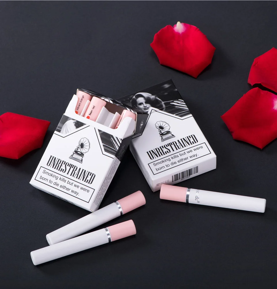 Kit de lápiz labial tabaco, brillo de labios mate, esmalte de labios largo, tubo de lápiz labial resistente al agua, cosméticos de brillo de labios desnudo, cuatro colores.