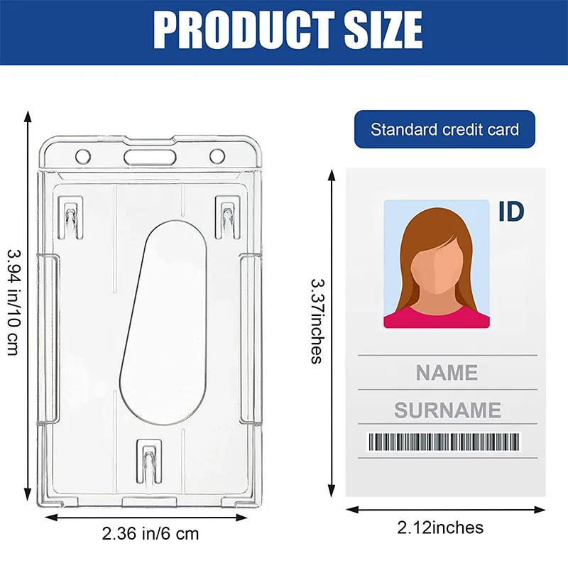 5Pcs Transparent Plastic Vertical Hard ID Access Card Cover Credit Card Case Badge Holder Double Side Card Holder Case