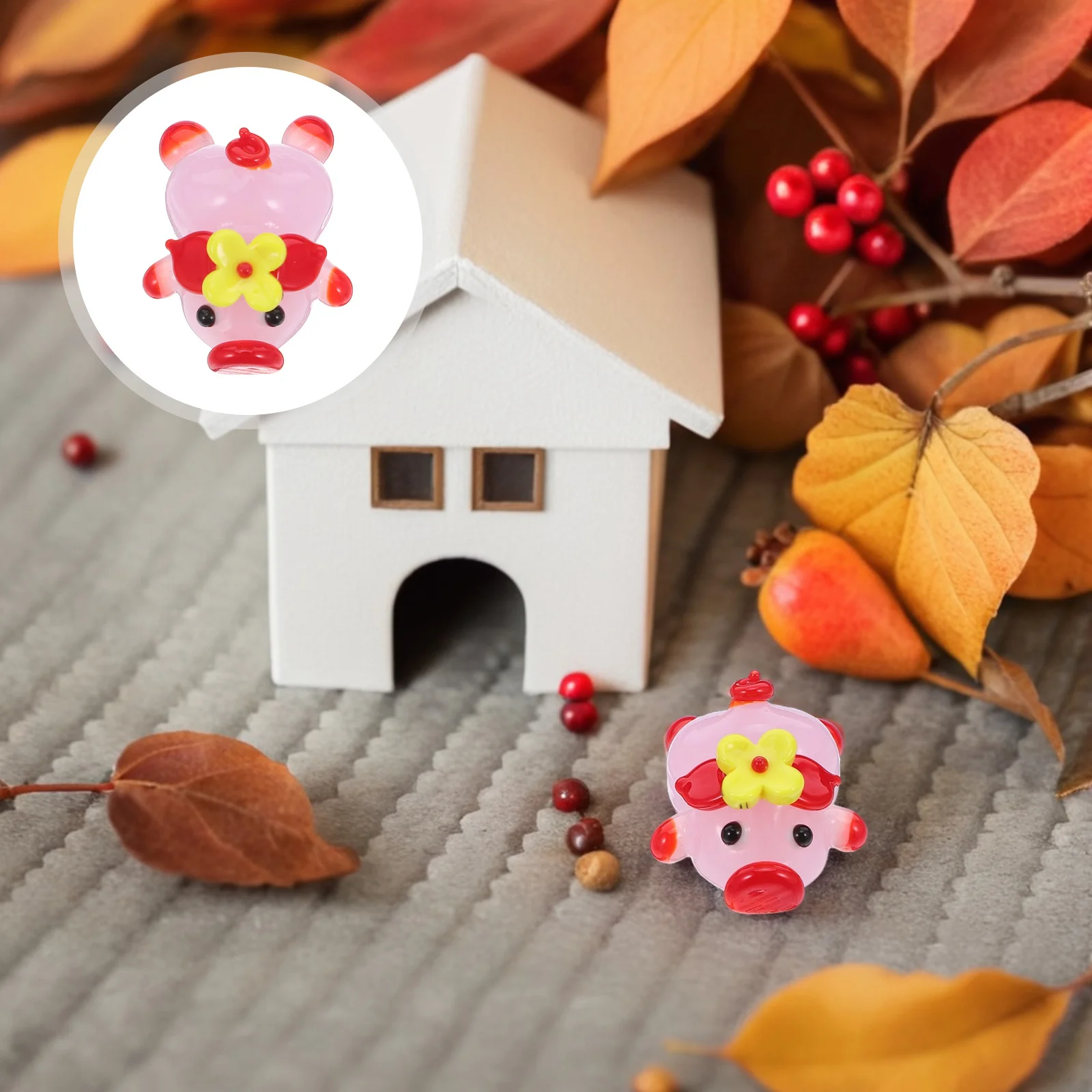 

2Pcs Mini Glass Pig Sculpture Hand Blown Cartoon Animal Decoration for Home Office Desktop Table Ornament Farm Animal Collection