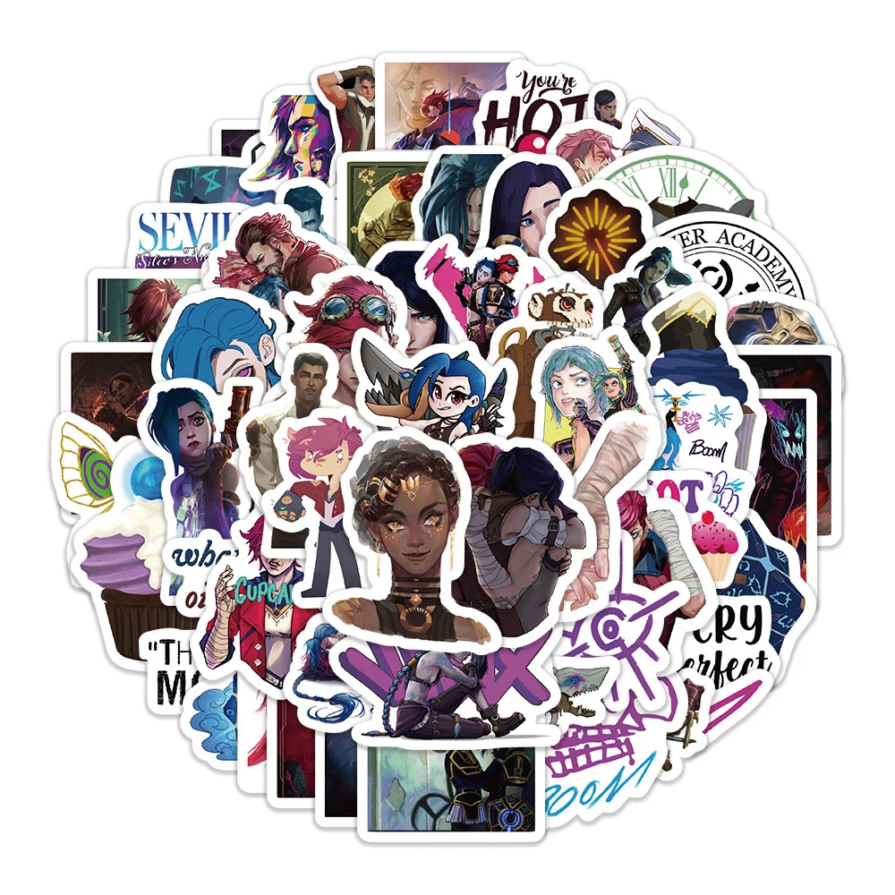 10/30/60pcs Cartoon Arcane Game Stickers Waterproof DIY Skateboard Phone Case Notebook Car Cool Anime Graffiti Decals Decoration