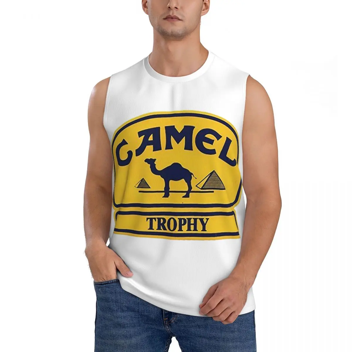 Camel Trophy Men Sleeveless Tank Tops Quick Dry Breathable Gym Fitness Running Summer Casual Sport Vest