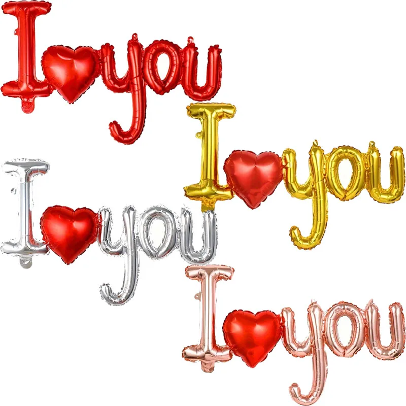 1pc Conjoined Letters I Love You Foil Balloon Romantic Inflatable Decor for Mother's Day,Birthday,Wedding,Anniversary Party