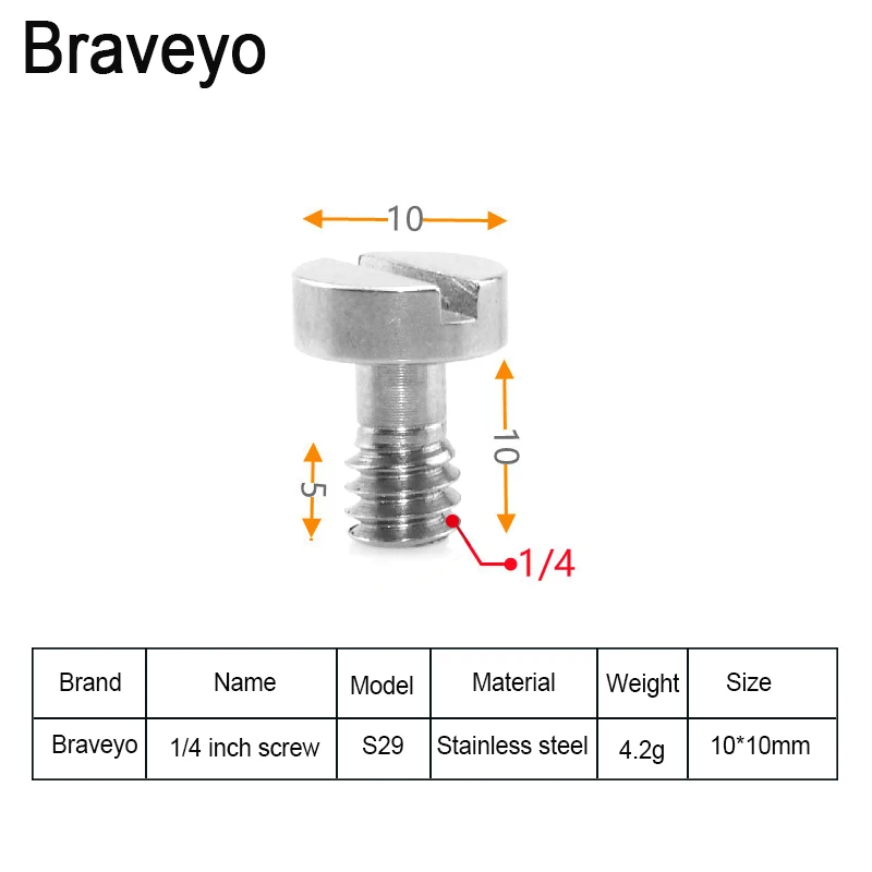 Quick Release Plate Screw 1/4-20 Thread Inch Camera Screw Tripod Ballhead Monopod Mount Adapter Fixed Accessories For Dslr