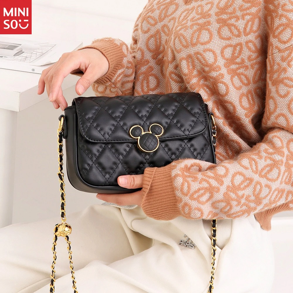 Disney Women's Bag Fashion Square Crossbody Purse with Lucky Charm Ball Chain Strap