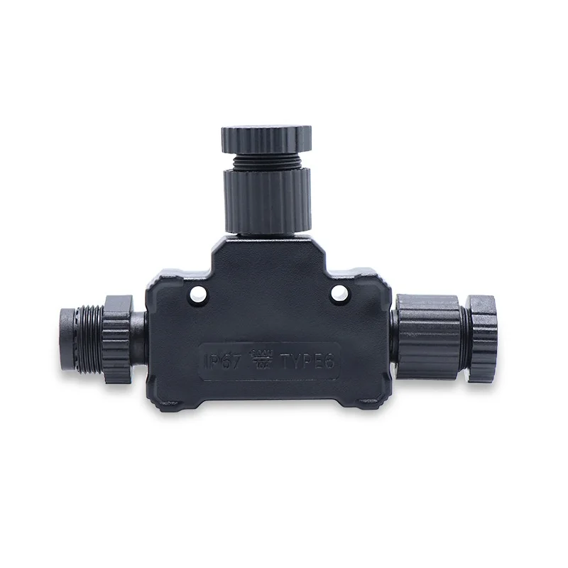 T-Type Three-Way Plastic Waterproof Connector 2-5 Core NMEA2000 Aviation Plug for Yacht 5A Rated Current Nylon Housing