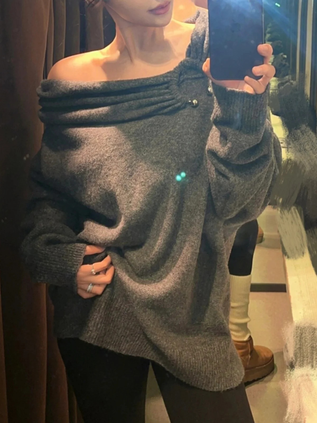 

ay Ленивый вязаный свитер с колючками, женский свободный крой, осень-зима, теплый длинный свитер, топ Sweet Sle, модель прямого кроя