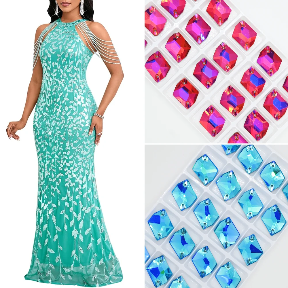 Cosmic AB Colors Sew On Rhinestones With 2 Holes Glass Flatback 5 Sizes Sewing Crystals бусины для рукоделия