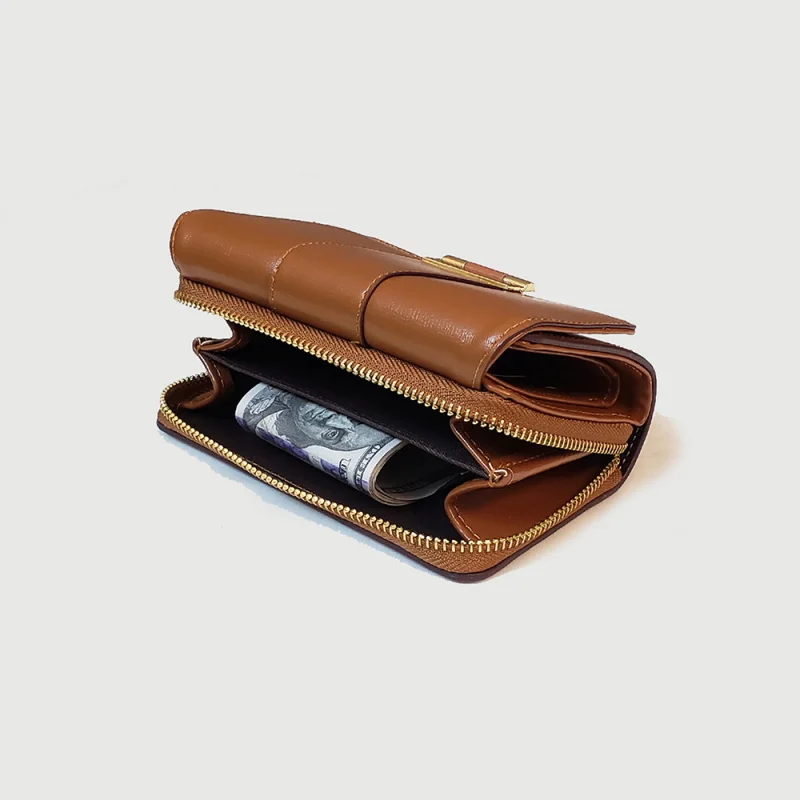 

Fashionable Compact Women's Clutch Wallet Multi-Functional Tri-Fold PU Leather Urban Simplicity Daily Match Storage Capability