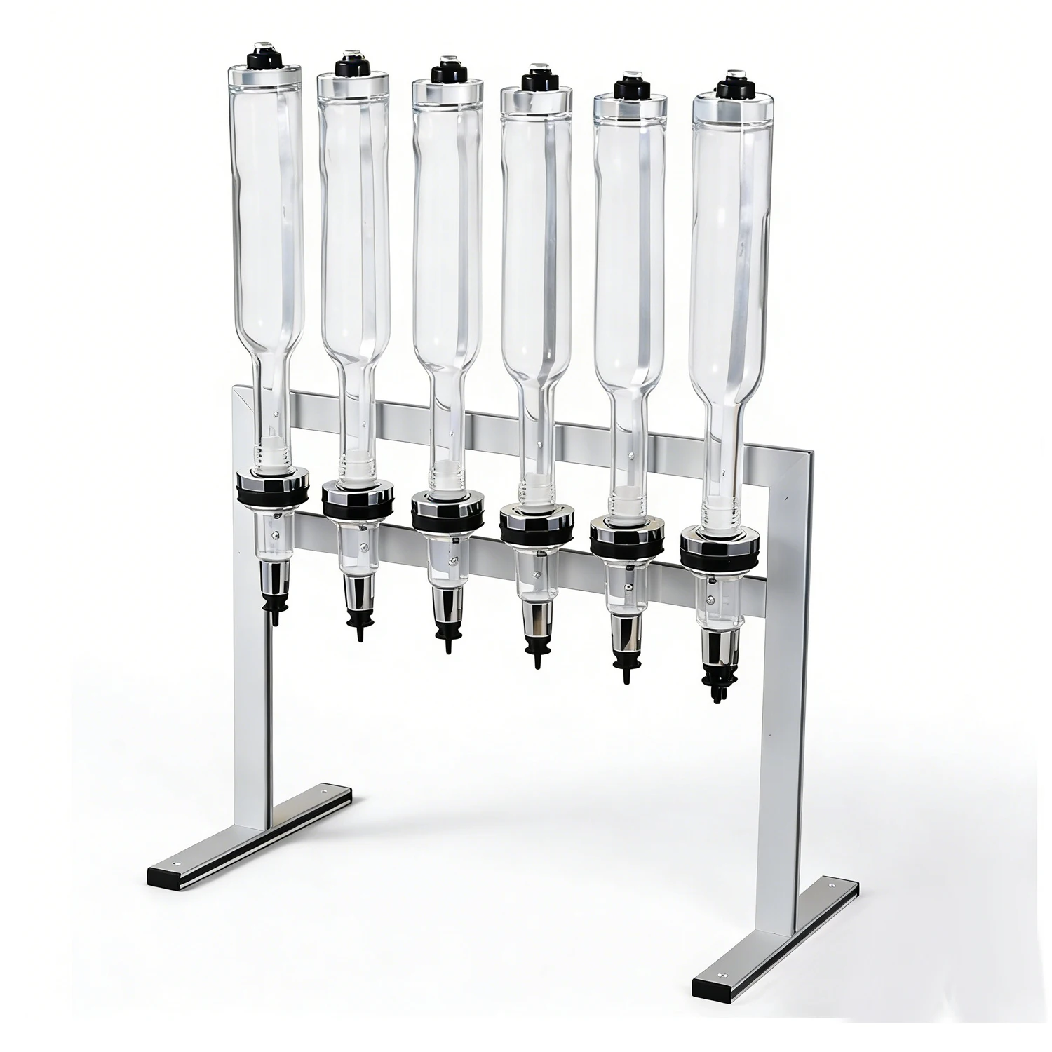 Perfume Bar Dispenser Silver 6/8/12 Head 375/500ml Thick Reusable Glass Dispenser Aluminum Alloy Stable Base for Party Event