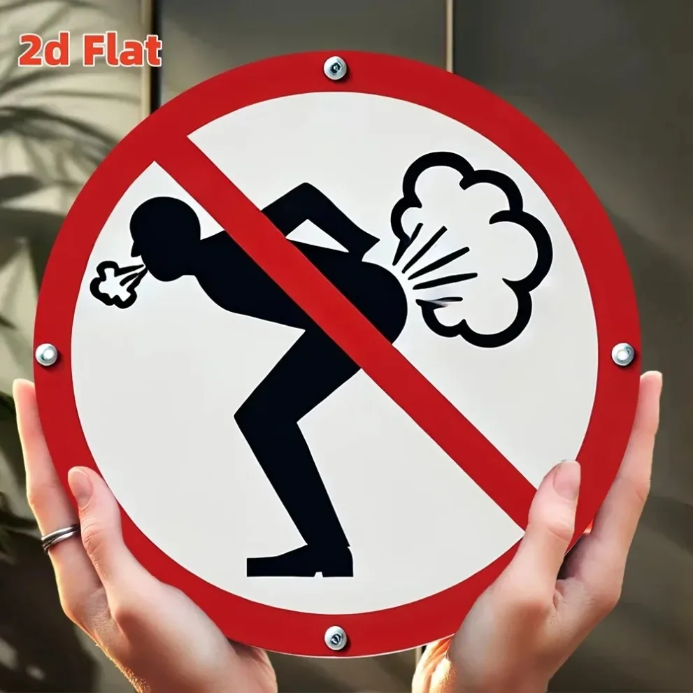 2D شقة لا يضرطن علامة مضحك جدار الفن الألومنيوم معدن الزخرفية شنقا اللوحة تحذير شارة تحصيل #1