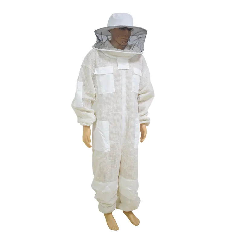 3-Layers Ultra Breathable Ventilated Beekeeping Suit with Round Veil Professional Anti Bee Protective Suit