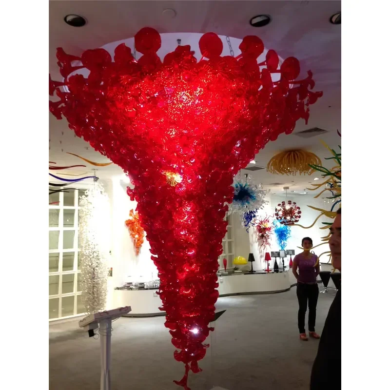 Hot Sale Wedding Hall Big Red Chandelier Trade Ceiling Lights Modern Pendant Light for Wedding