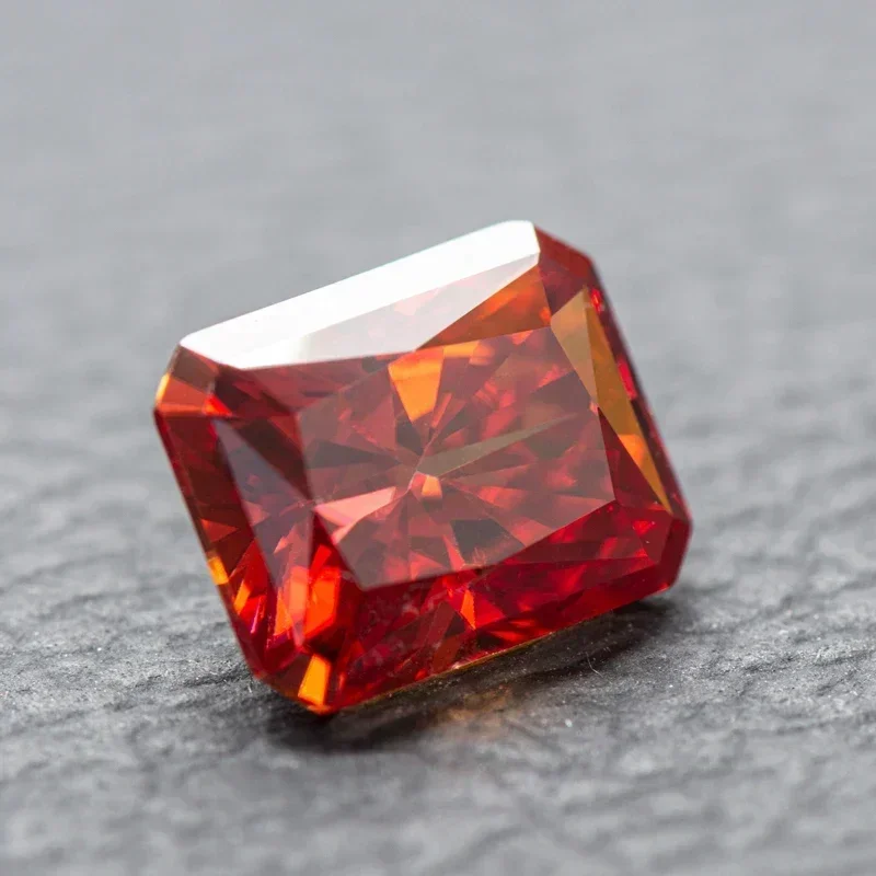 Moissanite Radiant Cut VVS1 Garnet Color with GRA Certificate for DIY Charms Beads Jewelry Making Pendant Earrings Materials