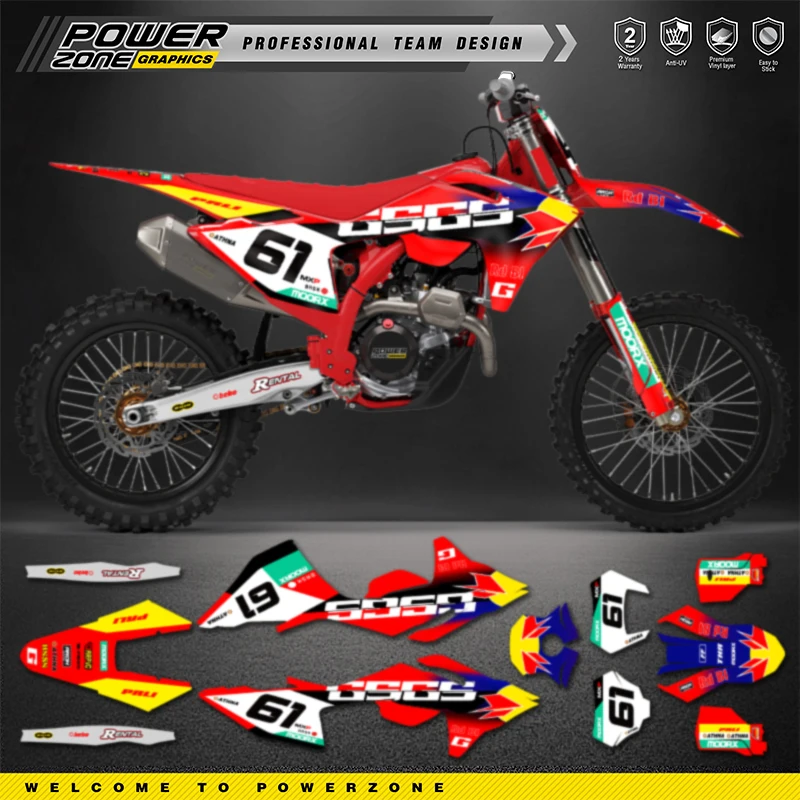 PowerZone Custom Team Graphics Hintergründe Aufkleber Aufkleber Kit für GASGAS 2024–2026 EC MC Motorrad Aufkleber 005