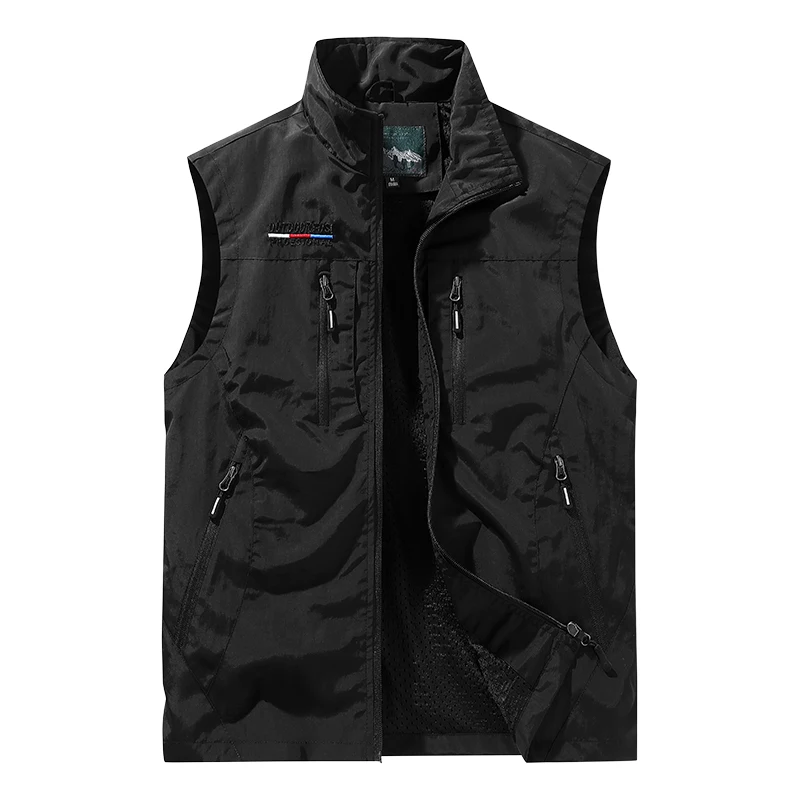 Herrenweste, winddichte Sommer-Arbeitsweste für Männer, Motorradweste, Herren-Arbeitsweste mit mehreren Taschen, originaler Luxus-Angelanzug. – Detail 9