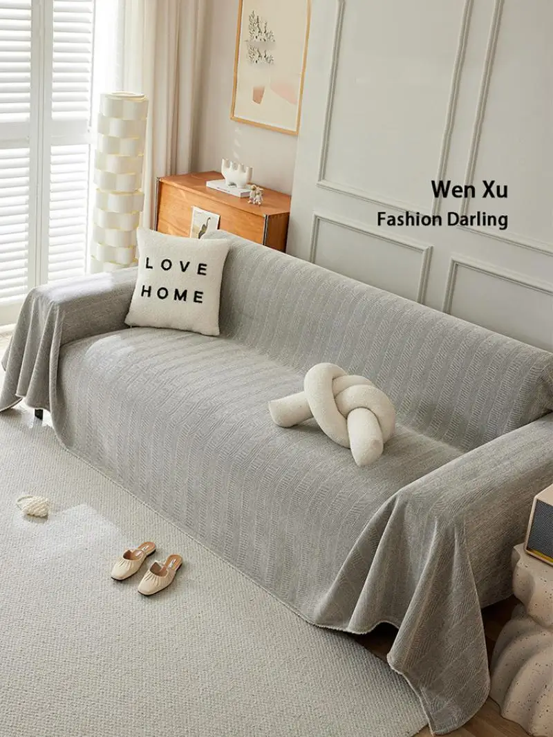 Einfaches Chenille-Sommer-Sofa-Handtuch Einfarbig Multifunktionales Dekoratives Heim-Sofa-Handtuch Sommer Universelle Sofa-Abdeckungen – Detail 5