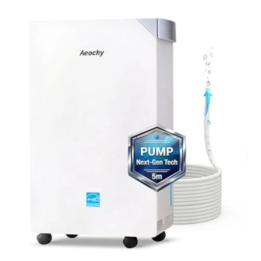 

Высокоэффективный осушитель воздуха Energy Star 2025 года площадью 4500 кв. футов с насосом, максимальная производительность 80 пинтов/день, умный компрессорный осушитель с дренажным шлангом