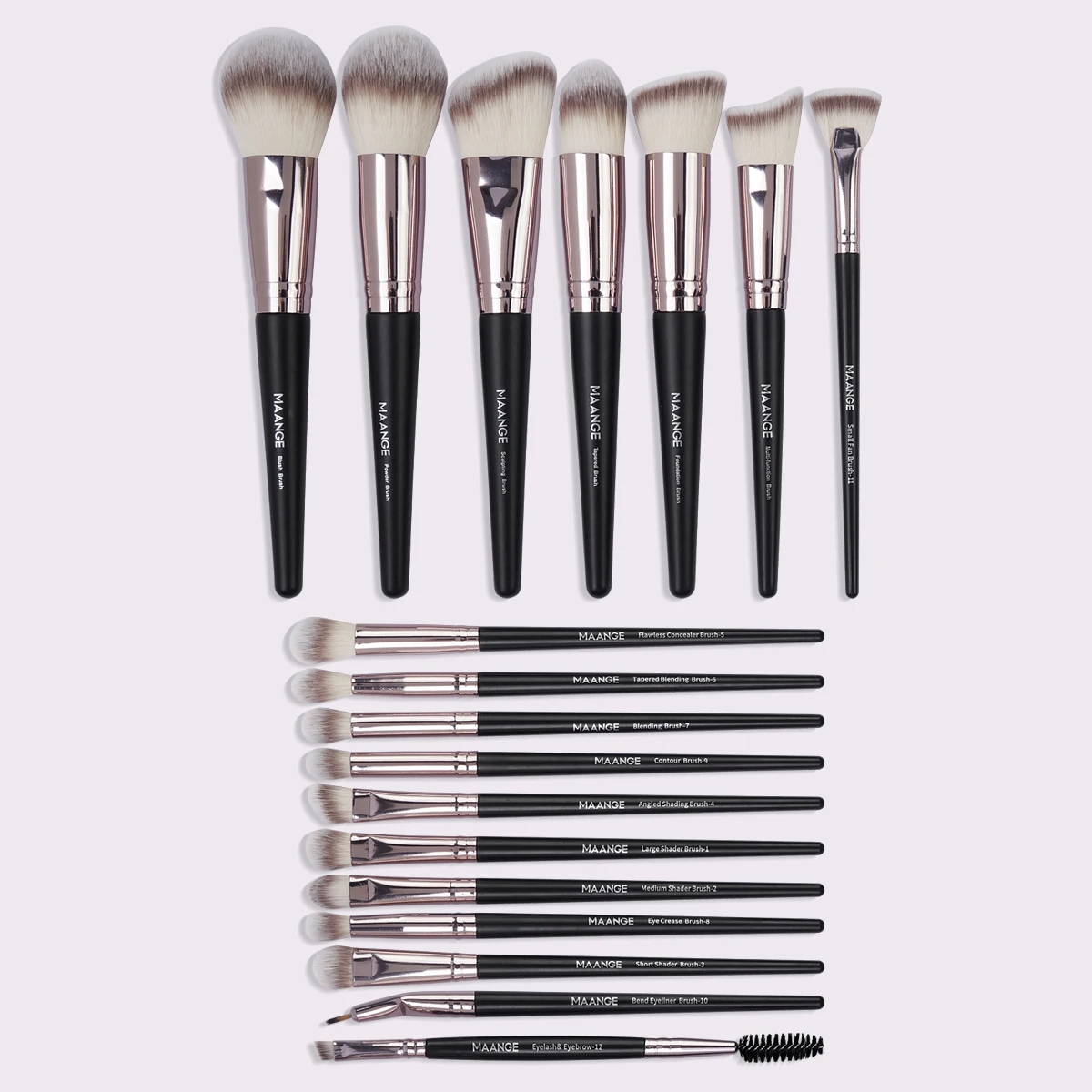 MAANGE 18PCS Makeup Brushes Set Foundation Concealer Eyebrow Eyeshadow Soft Dense Bristles Cosmetic Makeup Tools for Liquid