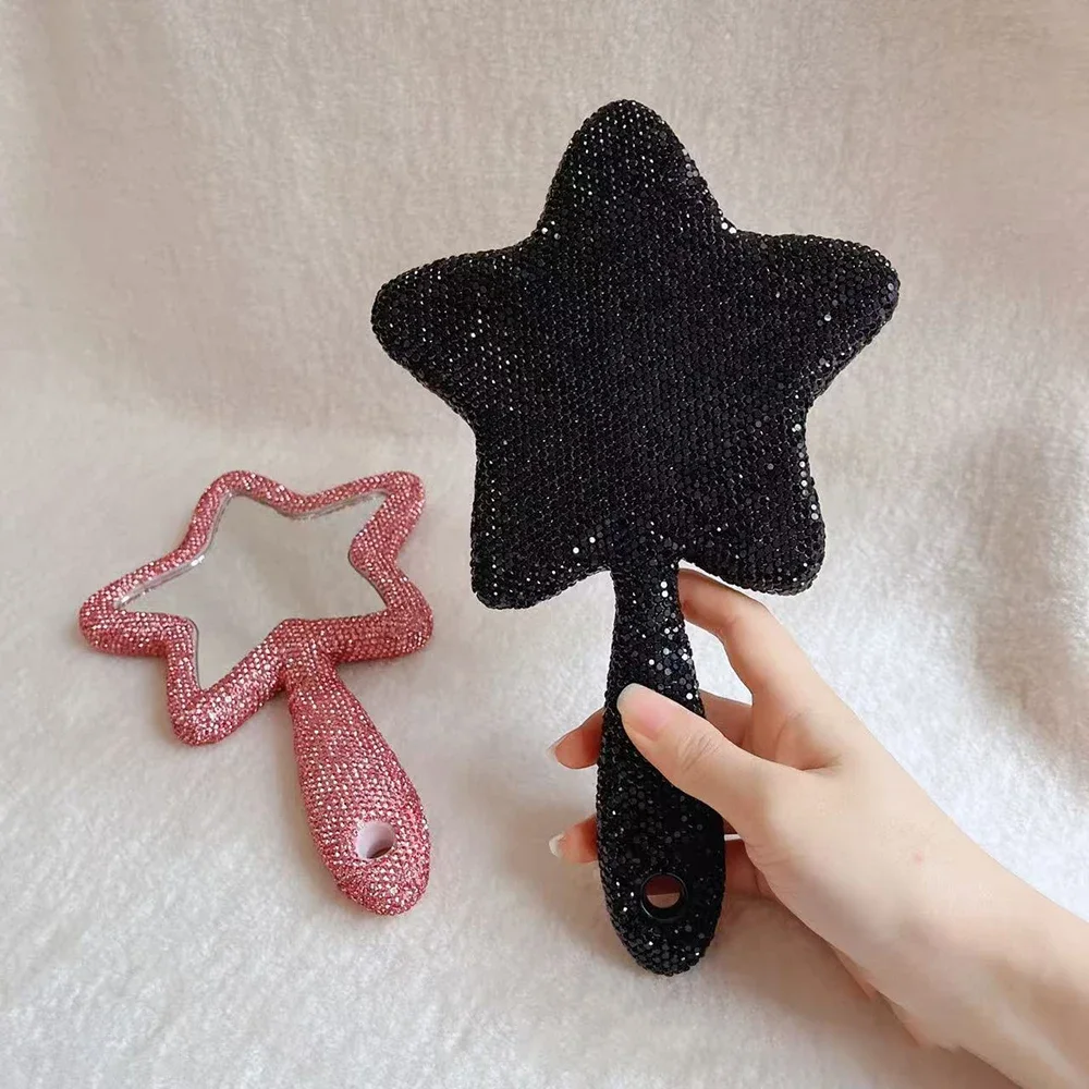 Bling Rhinestone Star Shaped Makeup Mirror Creative Handheld Cosmetic Mirror Vanity Cute Mirror Portable Cosmetics Makeup Tools