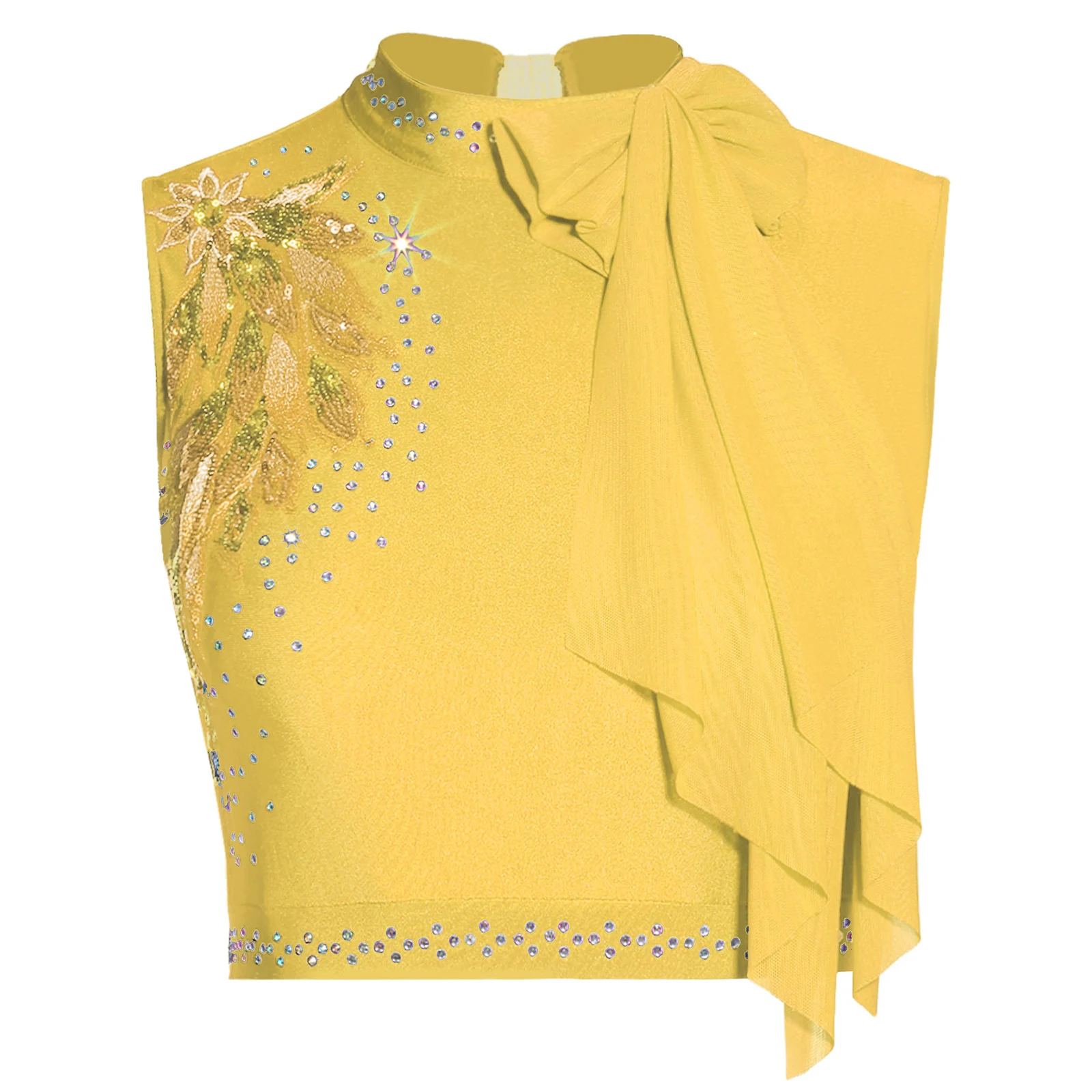 Abito da ballo lirico da donna Performance Costume da ballo moderno e contemporaneo senza maniche sul retro Top corto scavato e pantaloni a rete