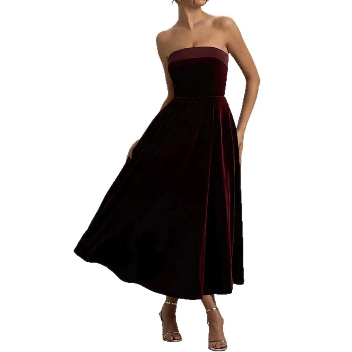 2025 Women Dress Elegant Fashion Beautiful Women's Dresses Party Night Dress Elegant Strapless Solid Color Long Dress for Women