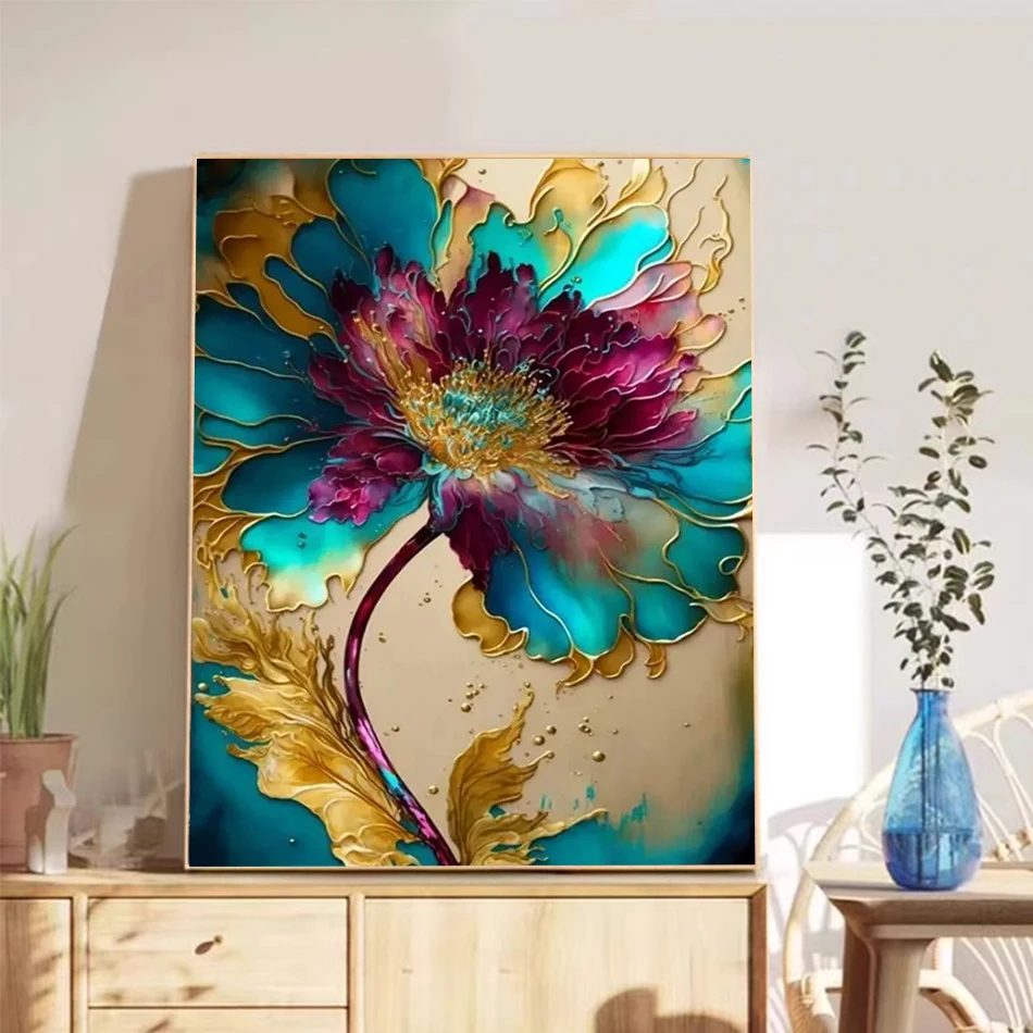 GATYZTORY Oil Painting By Numbers Flower On Canvas With Frame DIY 60x75cm Paint By Numbers On Canvas Handpaint Decor Painting