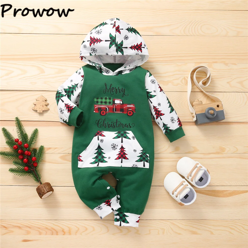 Prowow My First Christmas Baby Clothing Cartoon Deer Tree Christmas Romper Jumpsuit Newborns New Year Costume For Baby Boy Girl