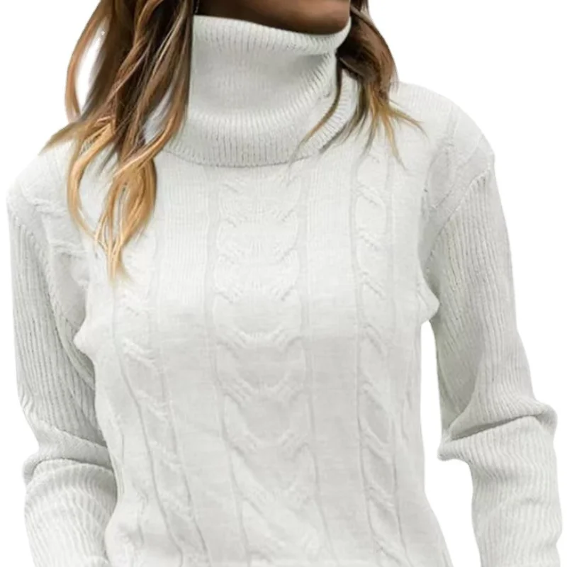 2023 Autumn/Winter New Solid Wild High Neck Knit Vintage Slim Spliced Long Sleeve Skin Friendly Pullover Wpmen's Leisure Sweater