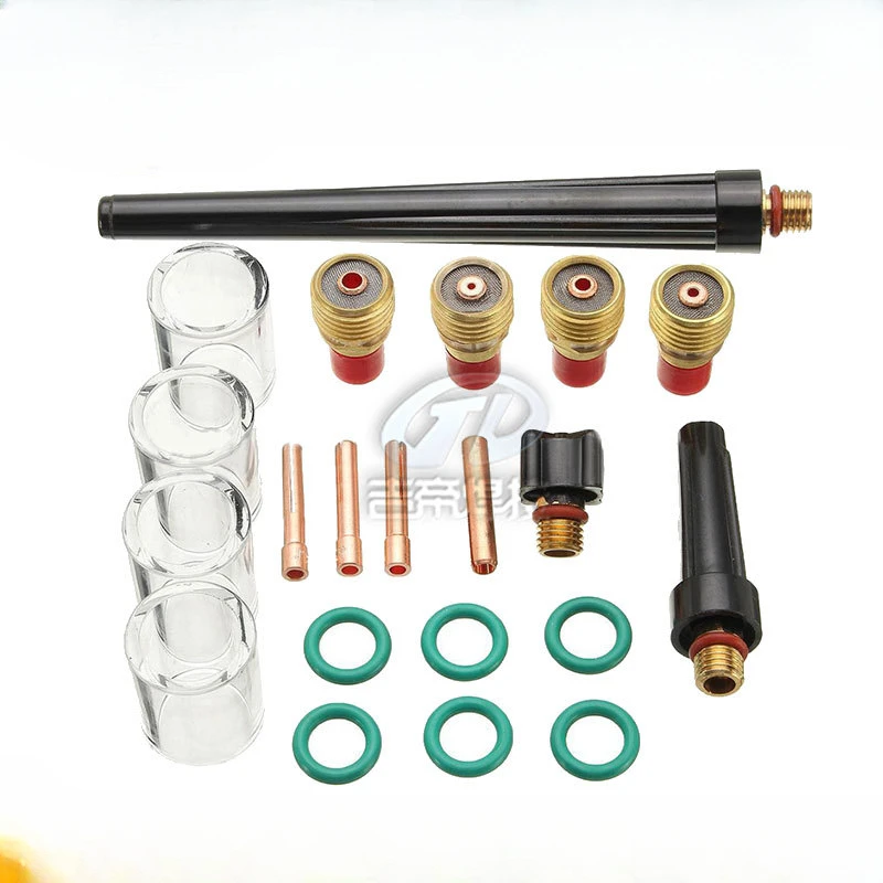 21pcs Heat-Resistance Glass Copper Collet Electrode Holder Gun Breech Suit Suitable for Tig Welding Torch WP-9/20/25