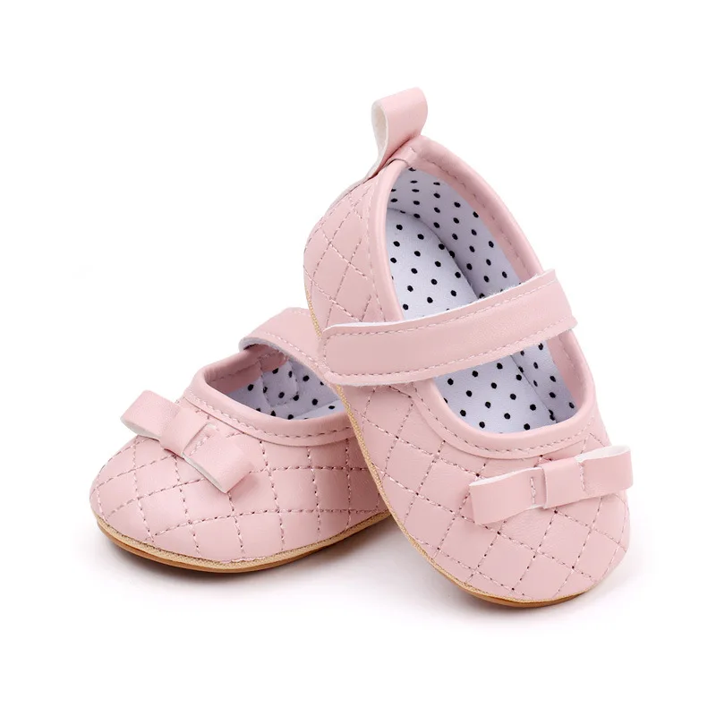 Zapatos de suela suave con lazo de PU para niña, zapatillas de princesa para caminar al aire libre, color rosa, blanco y verde