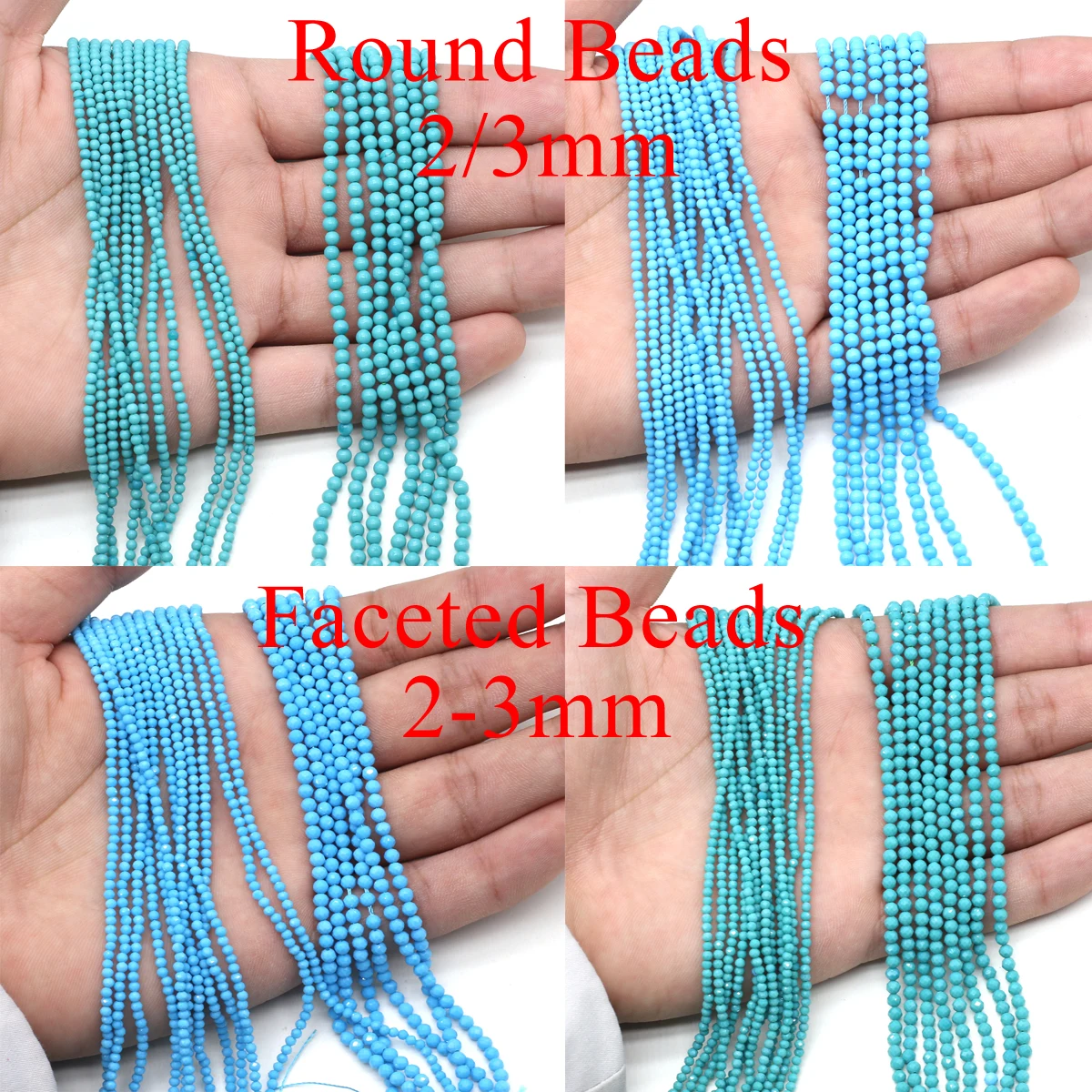 Artificial Turquoise Round Faceted Beads 2/3mm Jewelry Making DIY Necklace Bracelet Accessories Gift 38cm