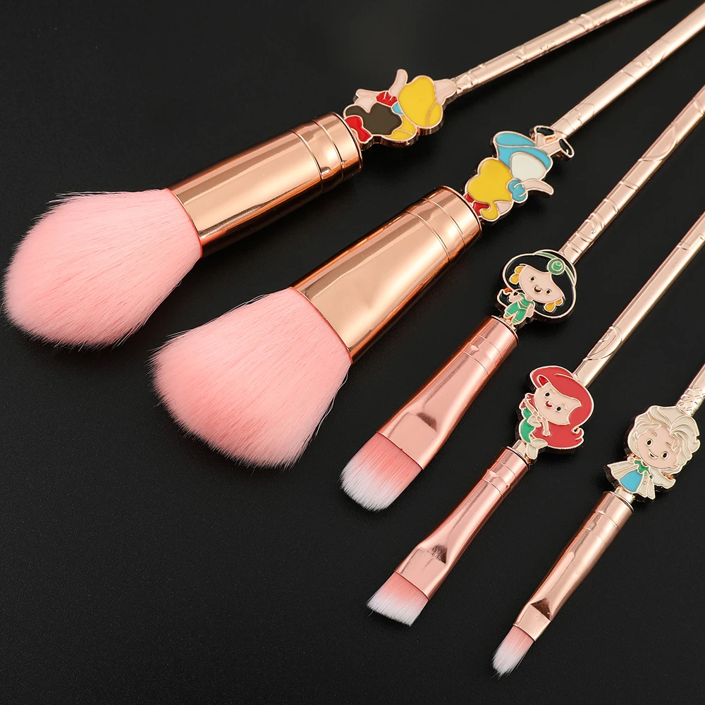 5pcs Princess Snow White Aisha Cinderella Makeup Brush Sets Cosmetics Beauty Tools For Girls Cosplay Gift With Bag