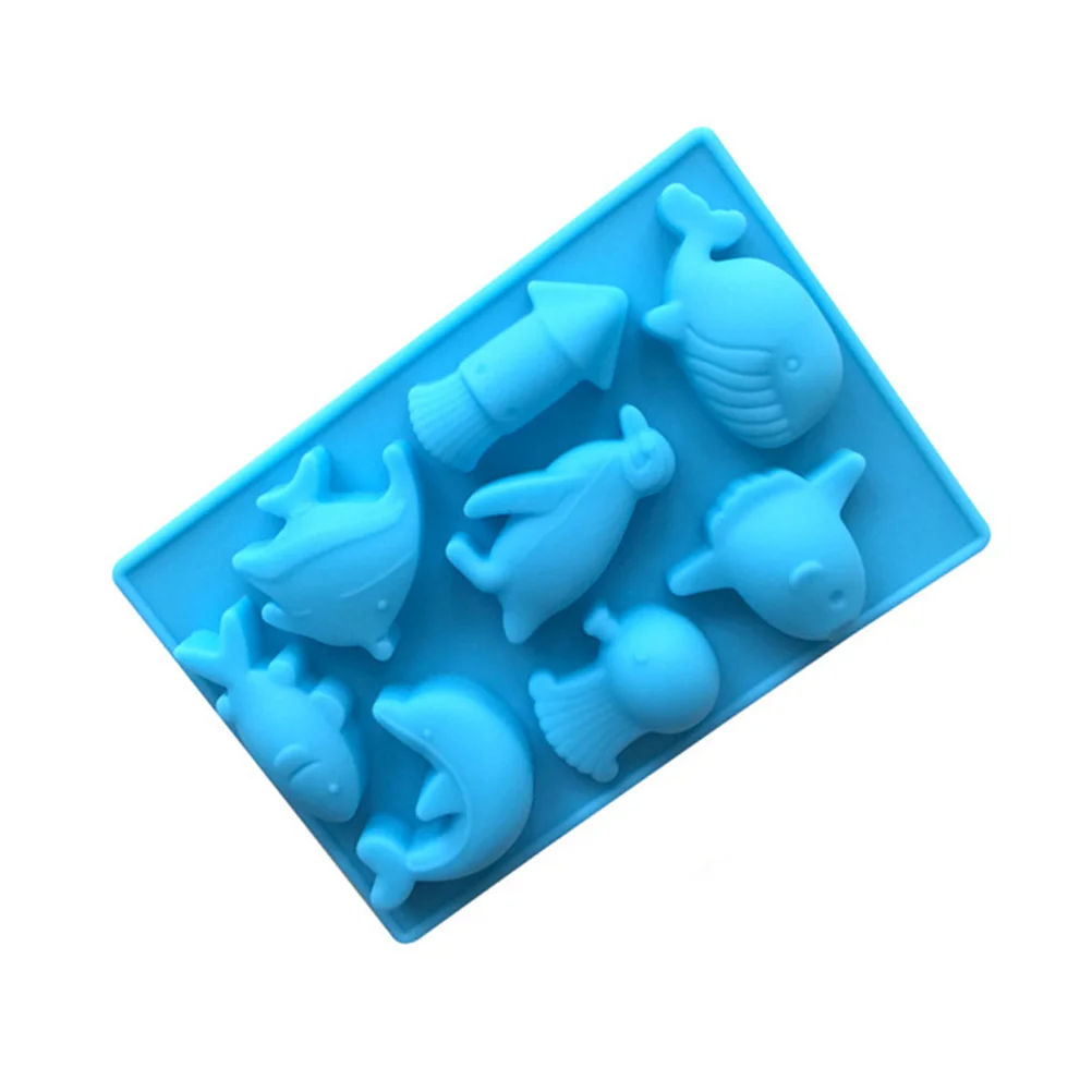 Cartoon 8 Cavity Fish Dolphin Ice Maker Creative Baking Mold Chocolate Candy Cake Mold (Blue) ice cube mould