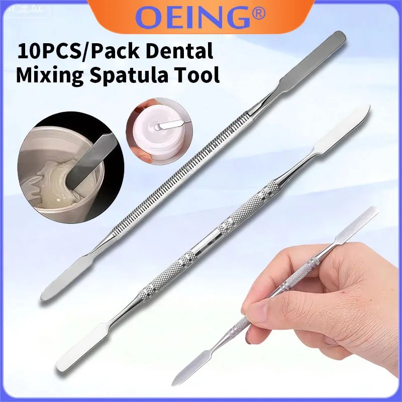 

10pcs Stainless Steel Mixing Spatula Cement Spatula Double Ended Dental Nail Art Makeup Mixing Stick Dental Mixing Knife Tools