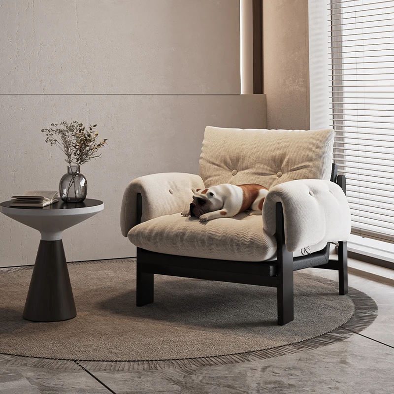 Stuhl Wohnzimmer Nordic Massivholz Sessel Vintage Einzelsofa Balkon Entspannende Lounge Akzent Designer Stuhl Möbel