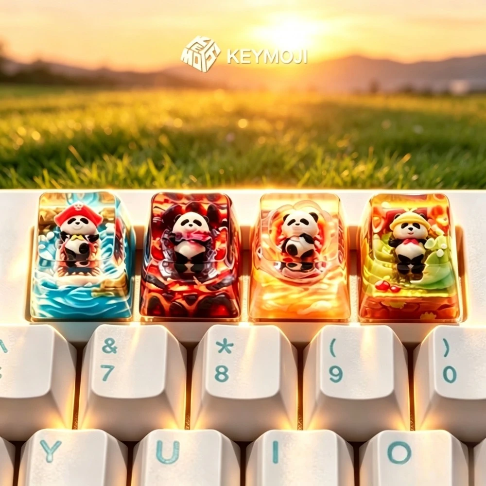 Cute Panda Keycaps Custom ESC 1u Resin Point Keycap 3D Transparent Keyboard Cap Cartoon Anime Keyboard Decoration Accessories