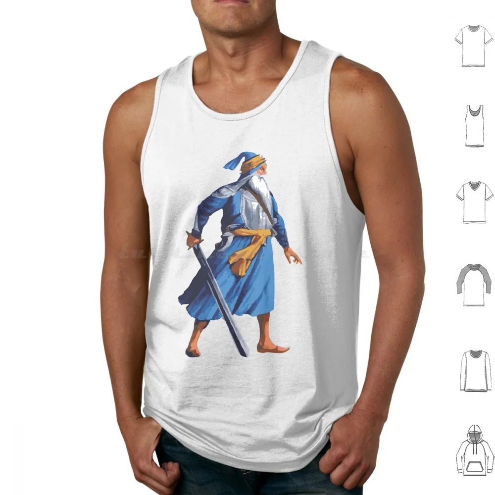 Baba Deep Singh Colour Tank Tops Print Cotton Sikh Punjab Panjab Punjabi Panjabi Sikhism Sikhi Khanda Kaur Singh Turban