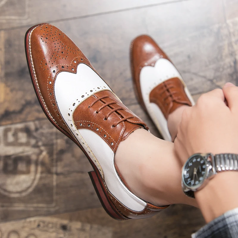 Handmade Brogue Office Shoes Vintage Design Oxford Mens Dress Shoes Formal Business Full Grain Leather Mens Shoes