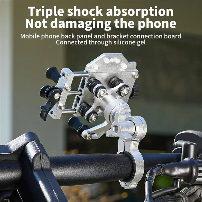 Practical Phone Stand Shock-Absorbing 360° Rotary Adjustable Formotorcycle Pedal Electric Vehicle Universal Navigation Bracket B