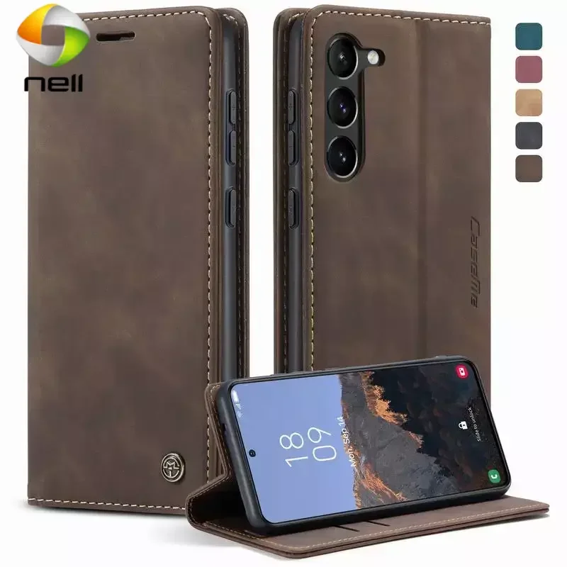 Flip Leather Case For Samsung Galaxy S23 S22 Plus Luxury Matte Magnetic Wallet Back Phone Bag On For Samsung S 23 22 Shell Cover