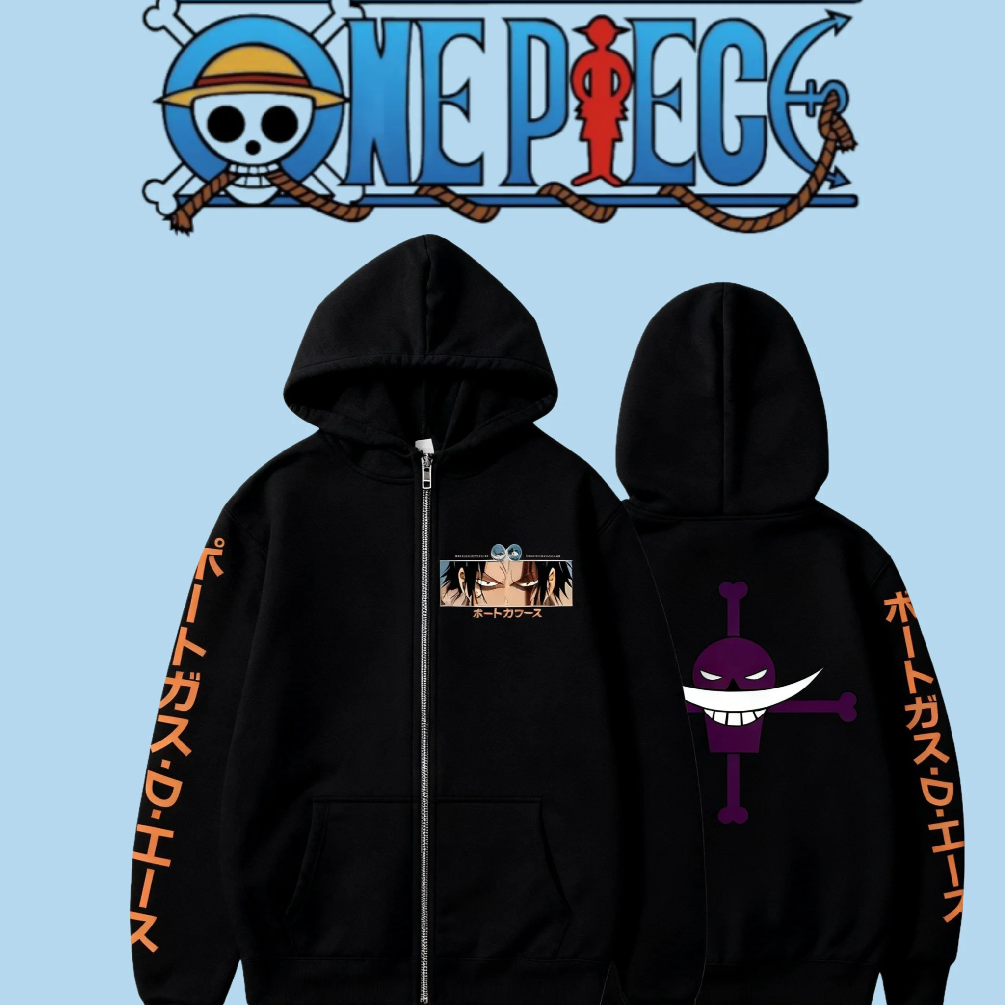 

One Piece Hoodie 2025 Autumn/Winter Men's Women's Sportswear Cartoon Pattern Street Dress Role Playing Pure Cotton Zipper Hoodie